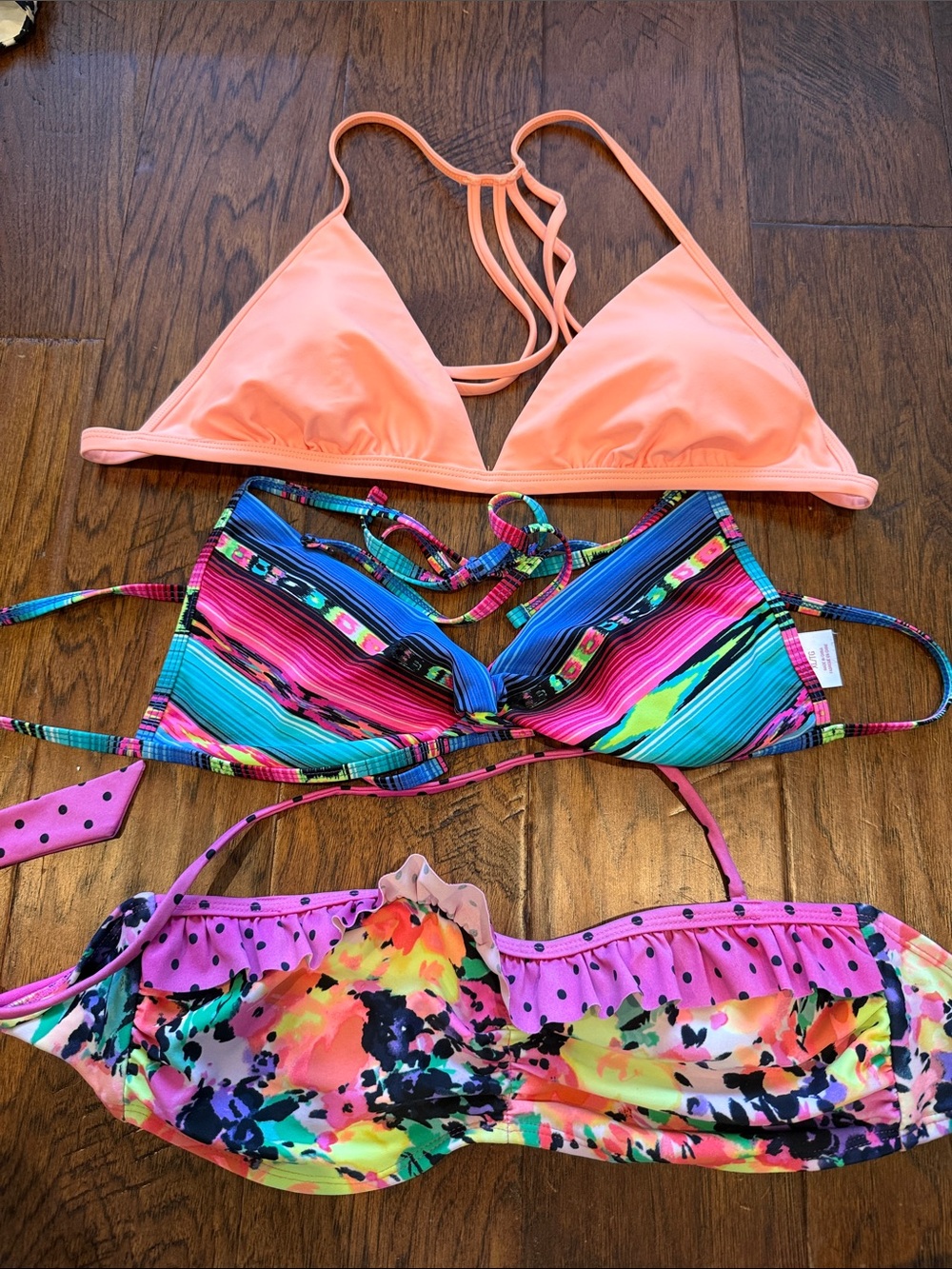 Xhilaration Orange, Blue & Pink Swim Tops - Triangle & Bandeau Styles size XL